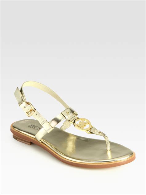 michael kors gold sandals flat|michael kors heeled sandals sale.